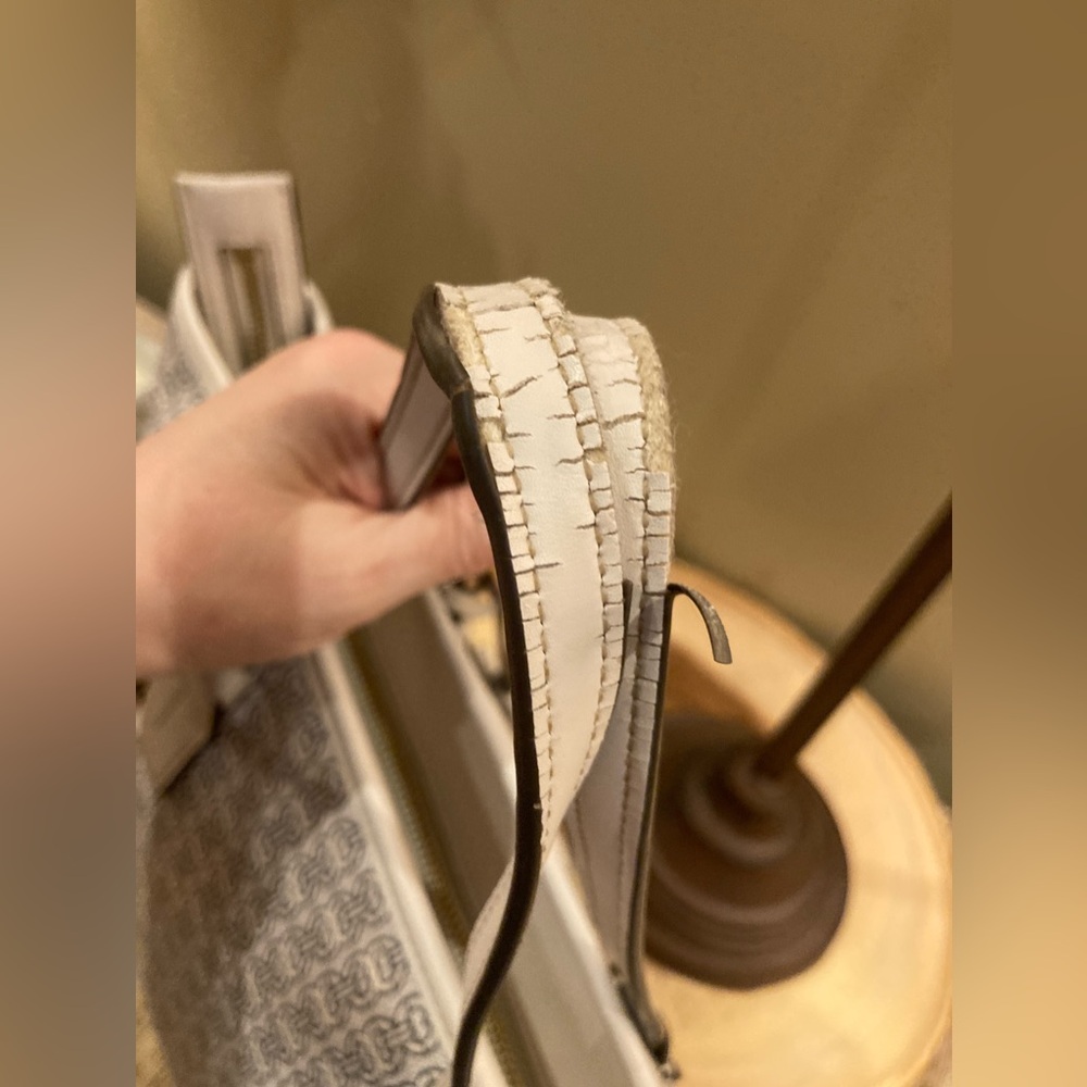 Tory Burch Gemini Link Coated Canvas White Leather Tote Bag Crossbody Strap - Picture 10 of 10